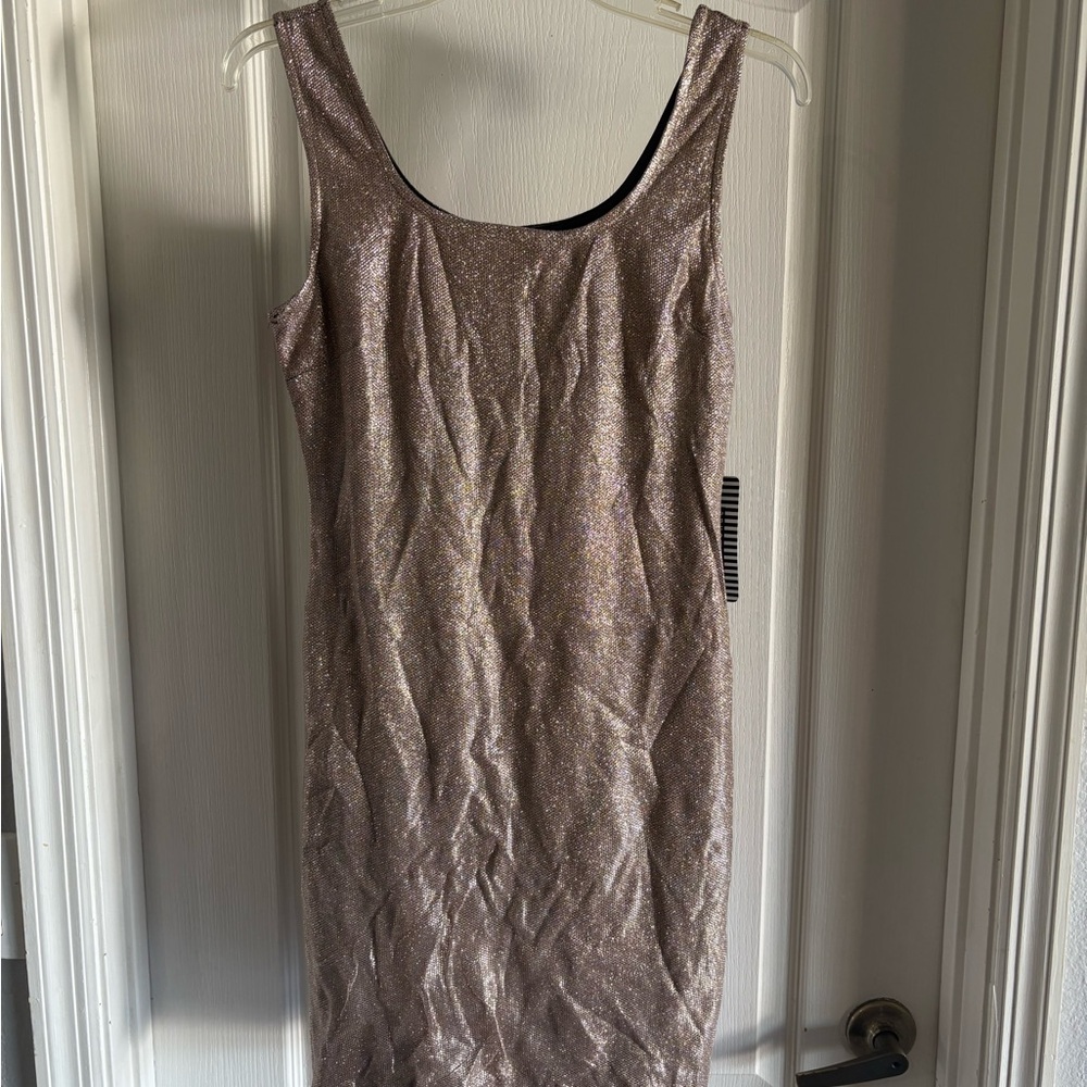 Haute Monde Shimmering Gold Mini Dress